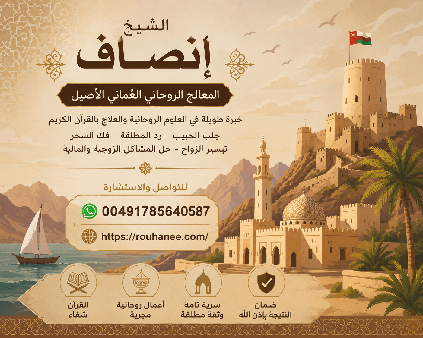 فك السحر دون دفع أي شيء مسبق مع الشيخة الروحاني